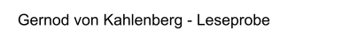 Gernod von Kahlenberg - Leseprobe