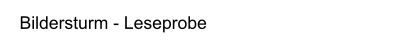 Bildersturm - Leseprobe